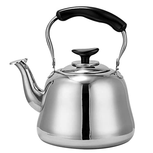 bollitore per stufa a legna gas 3L 4L 5L 6L 7L Teiera in acciaio inox per uso domestico e cucina, adatto per tutti i tipi di piano cottura/stufa, per preparare caffè, tè ed espresso, 4L