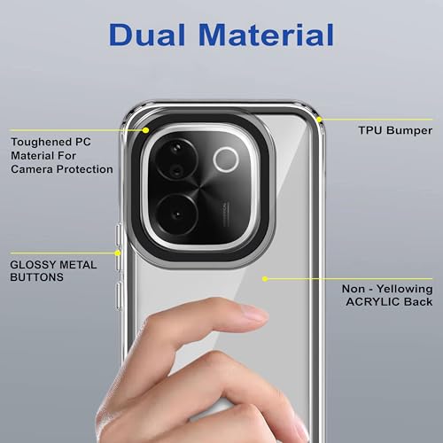 Image of Zapcase Back Case Cover for Vivo T3 Pro 5G | Compatible for Vivo T3 Pro 5G Back Cover | Case Cover with Camera Protection | (TPU + PC | Translucent Black)