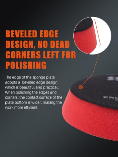 Image of SPTA Red T10 Ultra-Fine Finishing Foam Polishing Pads, 1Pc 6.5 Inch Face for 6 Inch 150mm Backing Plate Compound Buffing Sponge Pads for Car Buffer Polisher Compounding, Polishing and Waxing -FPBFS6R