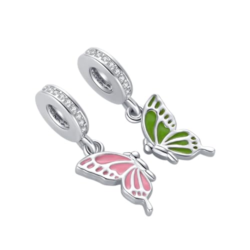 Abalorio de mariposa para madre e hija de plata compatible con pulsera Pandora 3