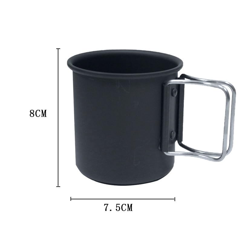 Echeson 2-Piece Pack Mug 300ML, Foldable Aluminum Coffee Cup Tea Cup Suitable for Outdoor Camping Or Cycling(Black)