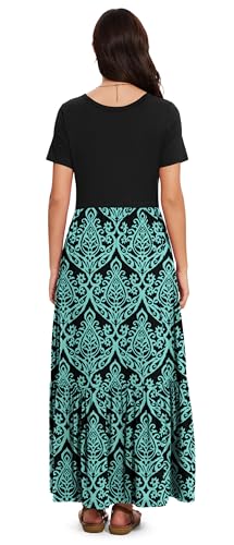 Image of VIISHOW Women's Short Sleeve Maxi Dress 2026 Summer V Neck Knit Loose Plain Empire Waist Casual Dresses with Pockets