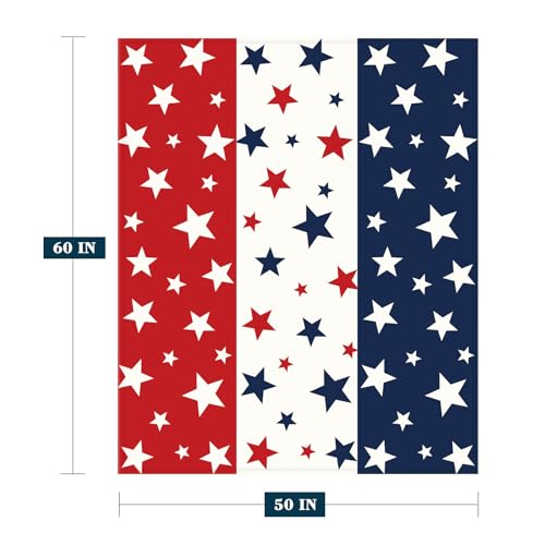 Image of YeeJu Patriotic Throw Blanket 4th of July Memorial Day Fourth of July Throw Blanket for Couch Bed Soft Fuzzy Fleece Blankets Stars and Stripes Red White Blue American Flag Veteran Blanket 50x60