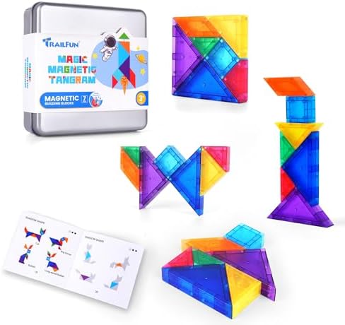 Magnetic Tangrams,Magnet Blocks STEM Montessori Toys for Kids, Educational Travel Activity Toddler