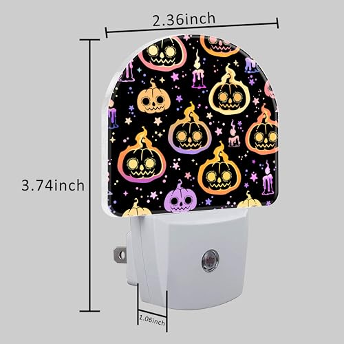 Image of Halloween Burning Pumpkins Candles Night Light for Kids, LED Night Light Plug into Wall with Dusk to Dawn Sensor for Girls Boys Women Room Decor, Hallway, Kitchen, Bathroom, Nursery, Stairs