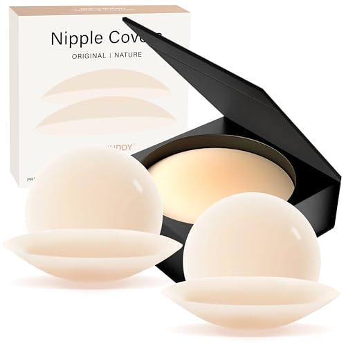Nipple Covers for Women 2 Pairs - Reusable Silicone Sticky Nipple Covers No Show, Adhesive Pasties with Travel Case