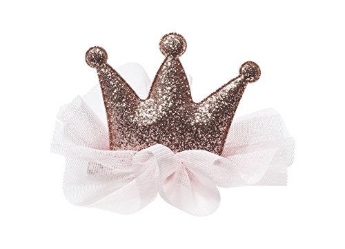 Anna Belen Girls "Sophie" Glitter Crown Hair Clip O/S Champagne