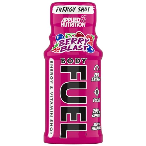 Applied Nutrition BodyFuel Energy Shot - Body Fuel Prime Energy Shot, Physical Performance with B-Vitamins, Taurine, Caffeine, Sugar Free, Zero Calories (Box 12 Units x 60ml) (Berry Blast)