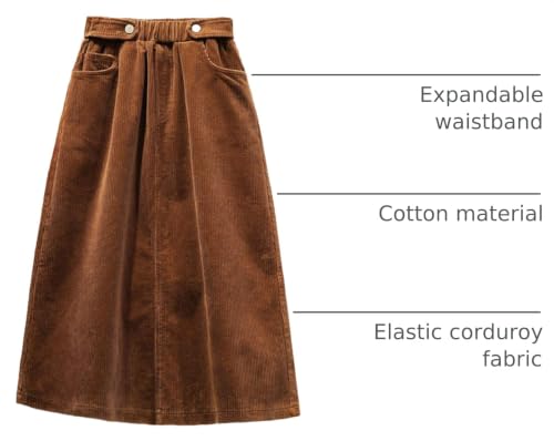 Women's Corduroy Elastic Waist Ruffle Midi Skirt - Image 4