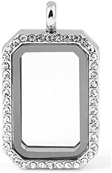 Paialco DIY Rectangle Glass Floating Living Memory Charms Locket Pendant Necklace - Image 2