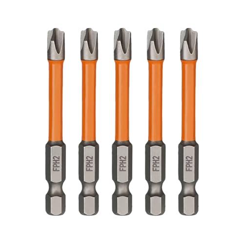5Pcs FPH2 Screwdriver Bit Electrician Cross And Slotted Head Bits For Electrician 1/4 Hex Shank Screw Driver Drill 65Mm & 110Mm Length Hard Steel Bits HRC63 (65mm)