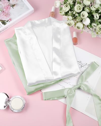 Image of Xtinmee 6 /12pcs Long Satin Kimono Robe, Sleepwear