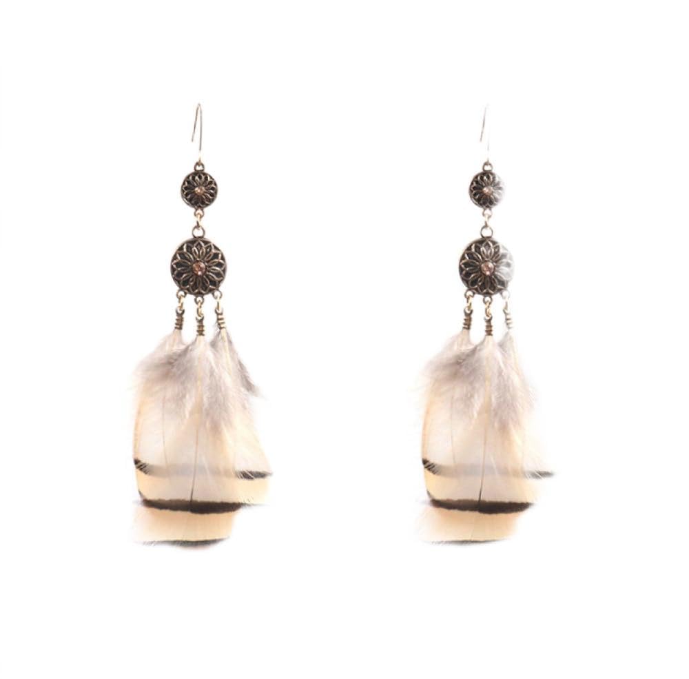 Boucles de Rond géométriques en véritable plume de poule d'exception