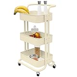 VIELSEITIG UND ÄUßERST PRAKTISCHER HELFER - Dieser rollbare Servierwagen ist einfach zu lagern und zu transportieren. Aber nicht nur in der Küche ist der Trolley der ideale Helfer. Auch im Bad, im Kinderzimmer oder Büro, für Bastel- oder Putzutensilien, Gartenzubehör, Werkzeuge u.a. wollen Sie bald nicht mehr auf ihn verzichten!