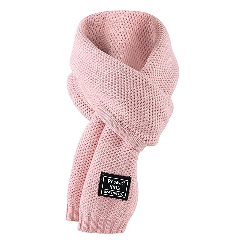 Image of PESAAT Kids Winter Infinity Scarf Knit Cotton Toddler Boy Girls Scarves