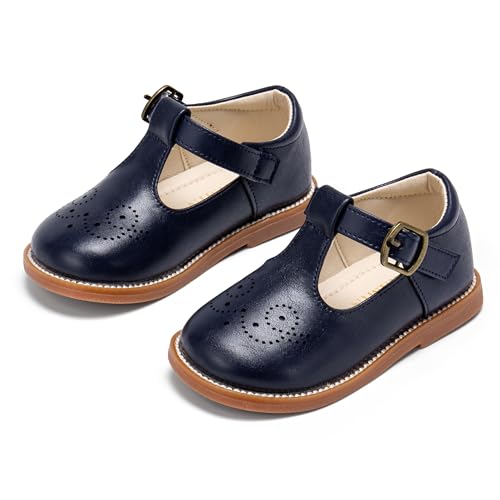 Image of PHIRAMIN Toddler Girl Mary Jane Student Oxford Shoes-Little Girl School Uniform Shoes for Wedding Party