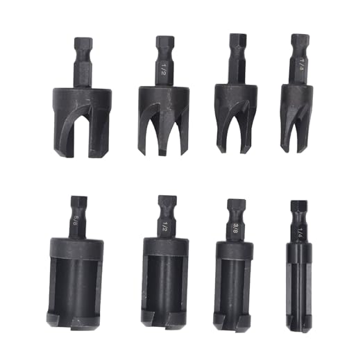 EIMSOAH Juego de Brocas para Enchufe de Madera, Cortador Cónico y Recto Duradero, 8 Piezas de Acero Al Carbono para Proyectos de Carpintería