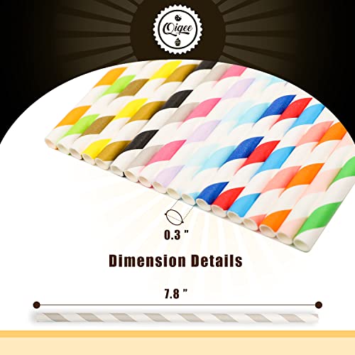 200-Packs Stripes Paper Straws Rainbow Drinking Paper Straws Disposable Straws Bulk(20-Mulit Color) Qiqee #TOP5