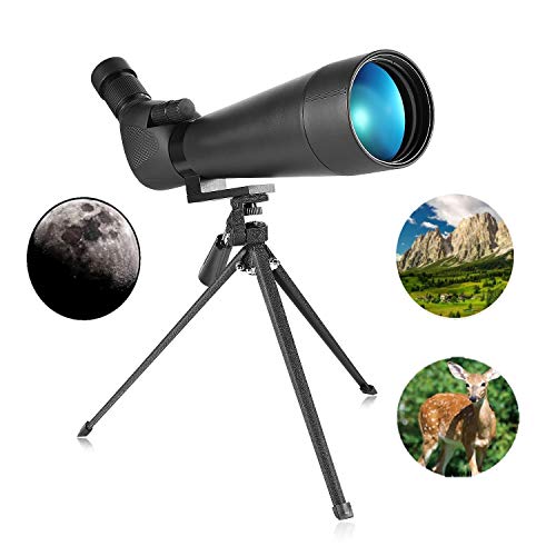 MaxUSee 25-75x80 Dual Focusing Zoom HD Waterproof Spotting Scope with Carrying Bag Phone Adapter, BAK4 Prism FMC Lens for Target Shooting Hunting Bird Watching Wildlife Scenery Moon Viewing