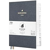 Stone Recipe Journal – 25 x 19 cm Waterproof Paper, 192 Lined Pages with A–Z Index, Conversions & Seasonal Produce, Durable Cotton Cloth Hardcover, Eco-Friendly Kitchen Notebook