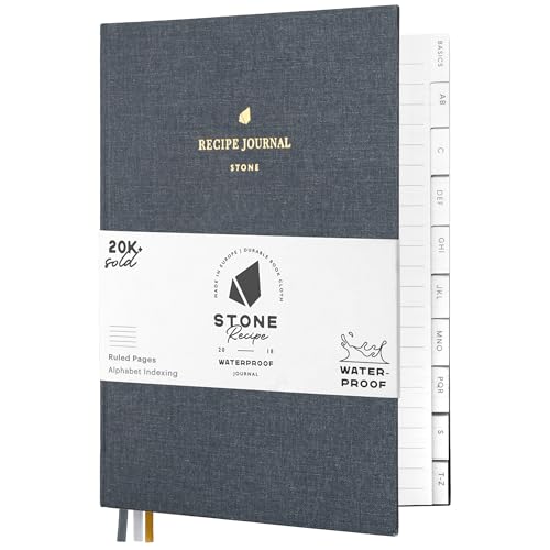 Stone Recipe Journal – 25 x 19 cm Waterproof Paper, 192...