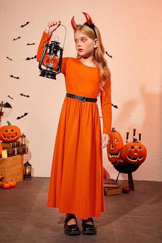 Image of Arshiner Girls Maxi Dress Long /Short Sleeve Casual Holiday Dress with Pockets for 5-13 Years