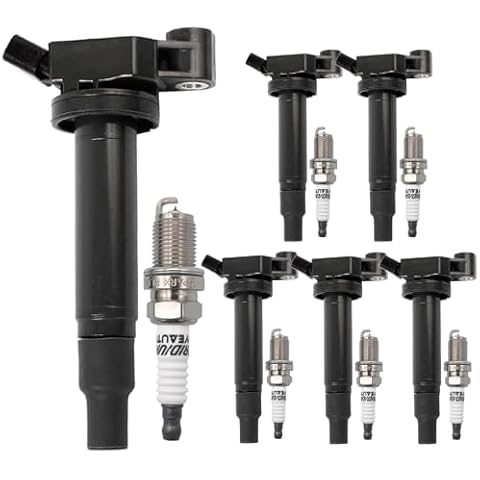 UF267 Ignition Coil Pack 9091902234 and Iridium Spark Plug 4504 Set of 6PCS Compatible with Toyota Camry 2002-2006,Highlander 2001-2010,Sienna 2000-2006,Avalon,Solara&Lexus ES300 RX300 3.0L 3.3 V6 Cover