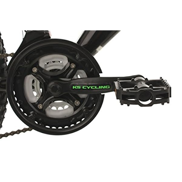 KS Cycling Niños Jóvenes Bicicleta Mountain Bike Fully Bliss RH 38 cm Bicicleta, Negro de Color Verde, 24
