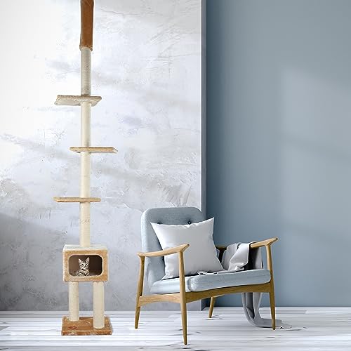 TRIXIE Torre para Gatos Ajustable con Rascador Sisal Beige miniatura 3
