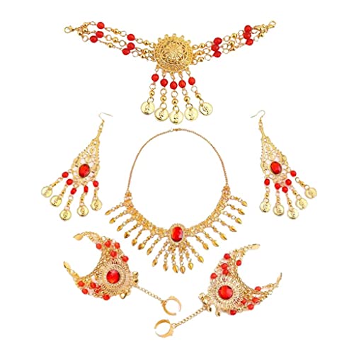 Parure de bijoux de danse du ventre en métal platiné brillant et résistant pour costume