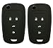 Keyless Entry Remote Key Fob Skin Cover Protective Silicone Rubber key Jacket Protector for GM Chevrolet Chevy Camaro Cruze Buick 4 Buttons Key Holder (2 Black)