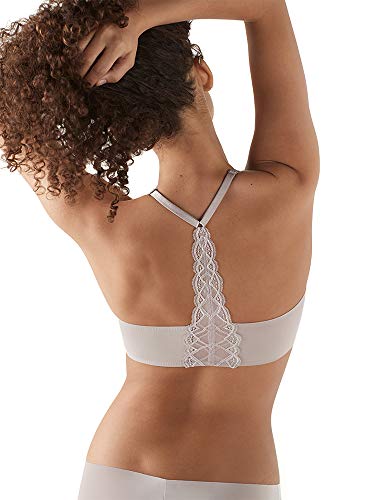 True & Co Womens True Body Triangle Lace Racerback Bra, Mink, XS 30C-D 32A-B US