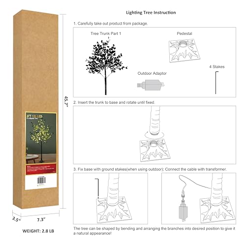 Lightshare JQS4FT Lighted Eucalyptus Tree Warm White Led Artificial Greenery thumb #4