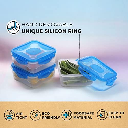 Image of Airtight Food Storage Container Set - Blue, Microwave and Freezer Safe, BPA Free - Set of 3