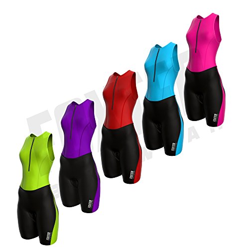 Traje de triatlón para mujer, de la marca Foxter, apto para atletismo, natación, ciclismo, rojo, xx-large
