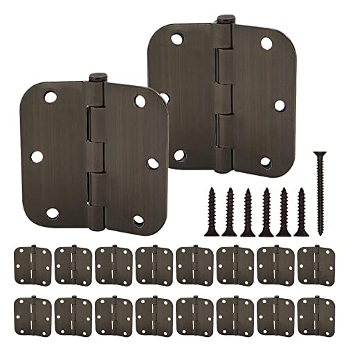 18 Pack Door Hinges 3.5 Inch Antique Brass Hinges Rounded 5/8"Radius Corners Bedroom Residential Standard Indoor Door Hardware Hinge #TOP26