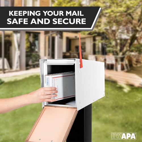 image for Ilyapa Modern Mailbox with Modern Design Post Mount - Metal Mailboxes 