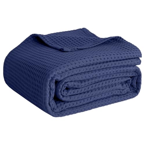 100% Cotton Blankets Queen Size for Bed - Waffle...