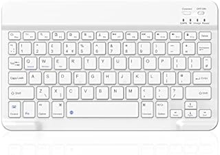 PINKCAT Bluetooth Keyboard, Ultra-Slim Wireless Keyboard UK Layout Quiet Portable Design with Built-in Rechargeable Battery for iOS, Mac, iPad, Windows and Android 3.0 and above OS (White)