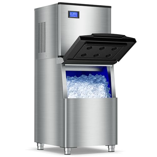 Image of Commercial Ice Maker Machine 500LBS /24H 360LBS Ice Bin LCD Touch Screen Self Cleaning Function Freestanding Ice Maker 156 Counts Ice Ready in 5-10 min Clear Ice Cube for Cafe, Bar, Home