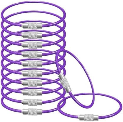 Wire Keychain Cable Purple 1.5mm 6.14 Inch, Stainless Steel 7x7 Cable Key Ring, Cable Ring 12 Pcs,Weatherproof Design for Keys Tools Outdoor Gear