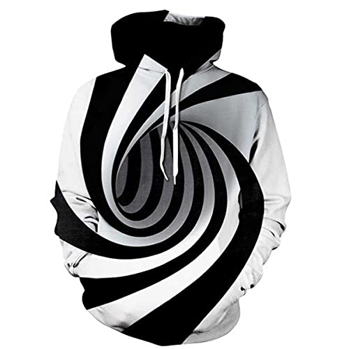 Sweat à capuche rayures 3D noir et blanc XXXXXL pour se sentir bien et stylé sans effort