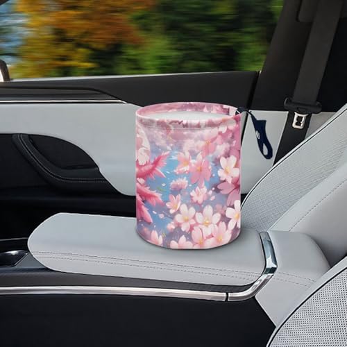 Image of Pink Axolotl Car Garbage Can Waste Basket for Cars Back Seat, Floor, or Hanging Headrest Accessories Interior Road Trip Essentials