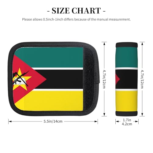 2 Pcs Luggage Handle Wraps, Flag of Mozambique Print Grip Handle Cover/Travel Bag Identifier for Suitcase Accessories 5