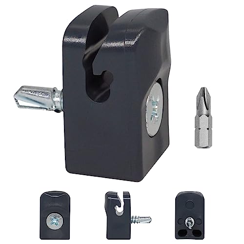 SKIR'CO (4 pcs) Clips de clôture gris, clips en plastique pour clôtures en treillis, supports de fil de clôture fixes à vis, clips pour clôture en fil de fer, couleur RAL 7016