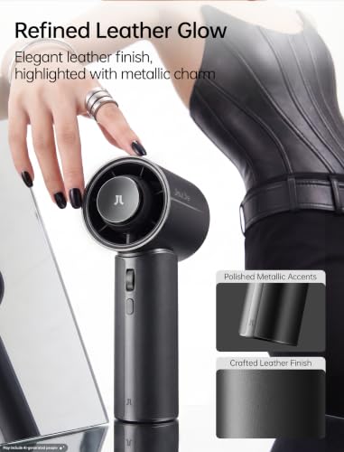 Image of JISULIFE Handheld Fan - Next‑Gen Cooling: 30H Max Runtime, 100‑Speed Turbo Air, Premium PU Leather, Aroma Pod Innovation, Portable Fan for Travel, Gifts for Women Men- Velvet Black (Pro1 Mini)