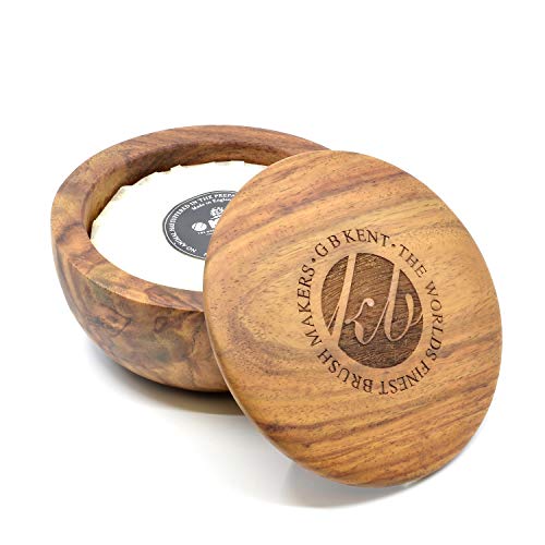 Image of Kent SB6 Mens Shaving Soap Bowl in Dark Oak - Wooden Bowl Shaving Cream for Men 4.23 oz. Shave Soap Puck - Moisturizes and Hydrates, Prevents Skin Irritation and Razor Burn. Barber Quality Shave Cream