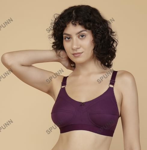 Image of SPUNN Women's Cotton Mix Non-Padded Wire Free C-Cup Full-Coverage T-Shirt Bra Combo.