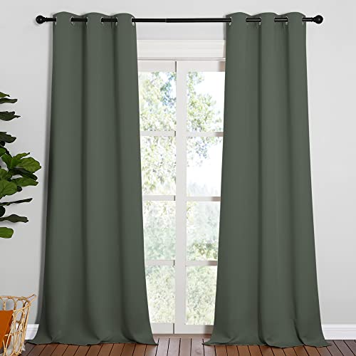 NICETOWN Room Darkening Curtain Panels - Toddler Boy Bedroom Drapes with Grommet Top, Energy Smart Window Treatment Curtains(Dark Mallard, 42 inches W