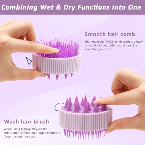 Image of HANNEA Scalp Massager Brush 3.15 Inch Diameter 2 In 1 Double Sided Wet Dry